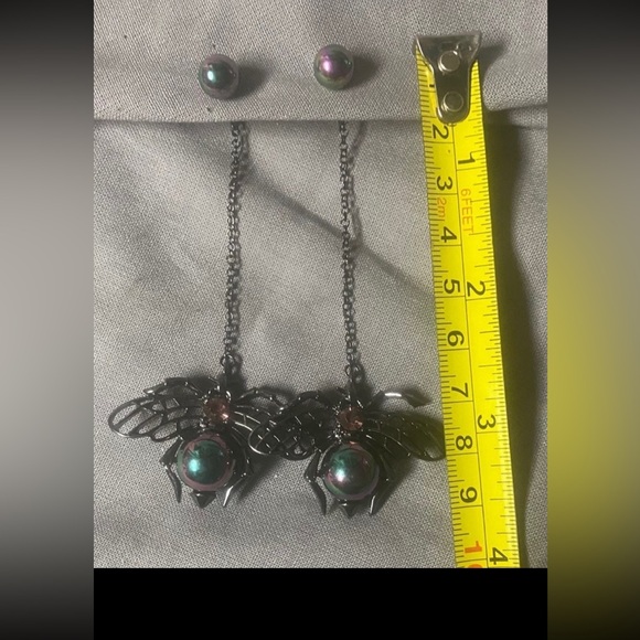 Iridescent Flying Insect Statement Earrings - Picture 2 of 8